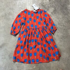 Stella McCartney‎ Kids Girls Dress Sz 6 Red Blue Tulips Crepe Woven Wide Pleated